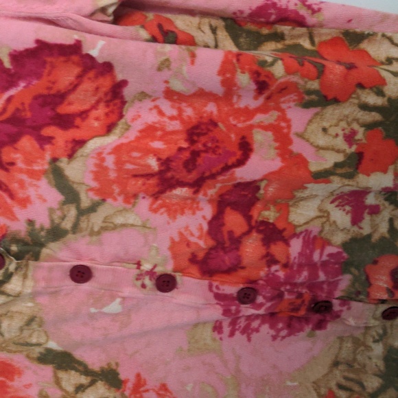 Talbots XP Short Sleeve Button Down Pink, Orange and Green Lightweight Top - Picture 2 of 5